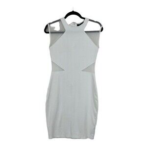 French Connection Size 8 White Viven Mesh Inset Body-Con Dress